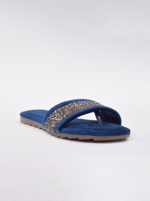 

Apratim Women Blue Embellished Party Open Toe Flats