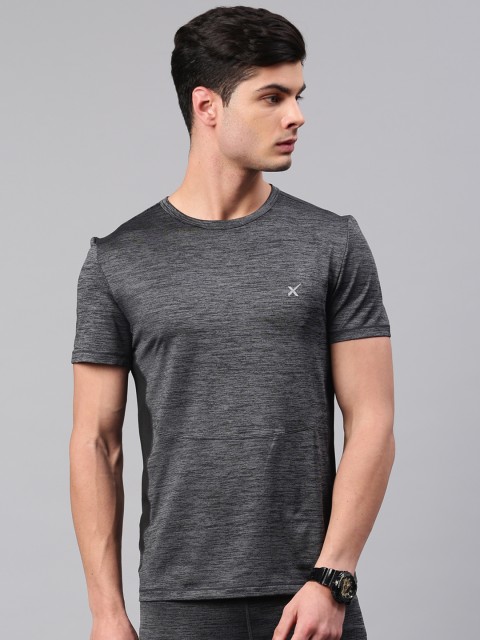 

HRX Active by Hrithik Roshan Men Charcoal Grey Solid Round Neck T-shirt