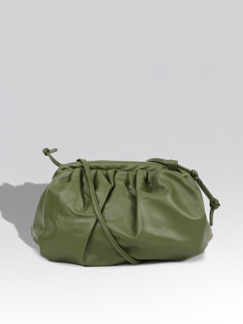 

HAUTE SAUCE by Campus Sutra Green PU Half Moon Tote Bag