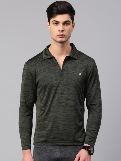 

HRX Active by Hrithik Roshan Men Olive Green Polo Collar Active T-shirt