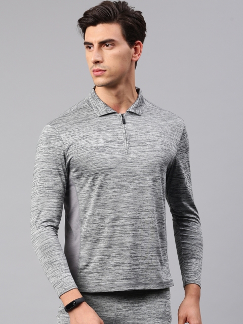 

HRX Active by Hrithik Roshan Men Grey Solid Polo Collar T-shirt