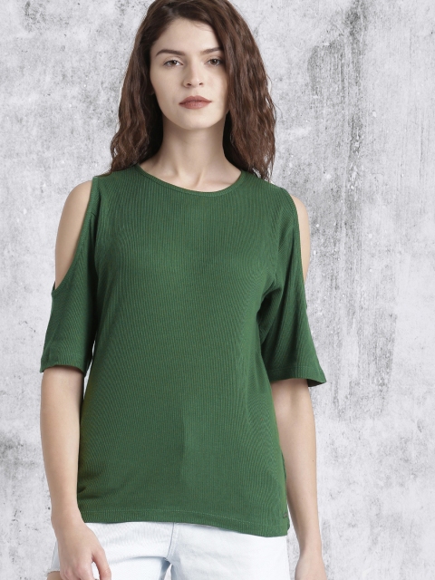 

Roadster Women Green Self-Design Top