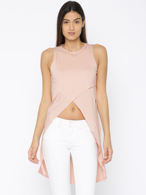 

Roadster Women Peach-Coloured Solid High-Low Top