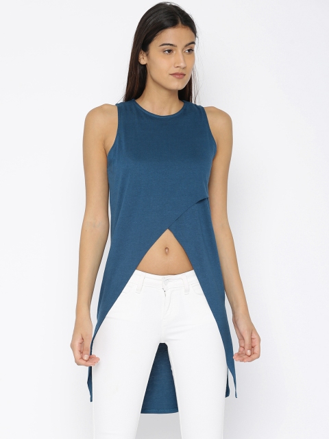 

Roadster Women Teal Blue Solid High-Low Top