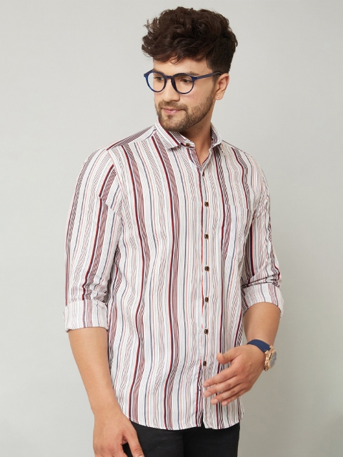 

MR KAMEEJ Men Multicoloured Classic Slim Fit Striped Casual Shirt, Multi