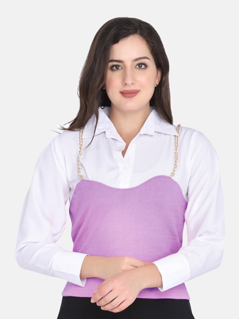 

BUY NEW TREND Purple Styled Back Top