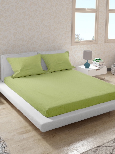 

HomeTown Nora Palette 100% Cotton Double Bed Sheet in Lime Colour, Green