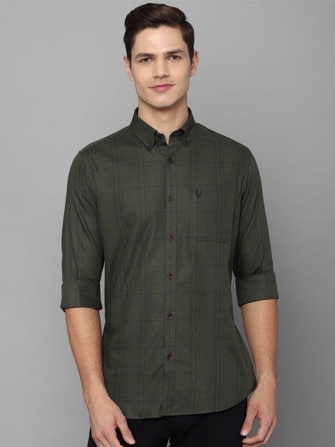

Allen Solly Men Olive Green Slim Fit Tartan Checks Checked Casual Shirt