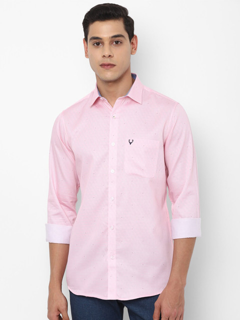 

Allen Solly Men Pink Slim Fit Printed Casual Shirt