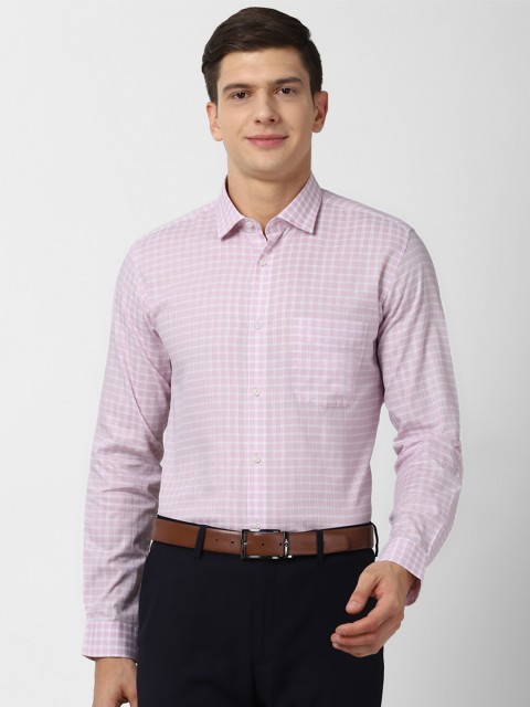 

Peter England Men Pink Slim Fit Checked Formal Shirt