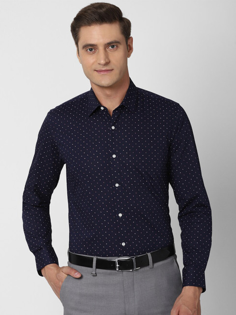 

Peter England Men Navy Blue Slim Fit Printed Formal Shirt