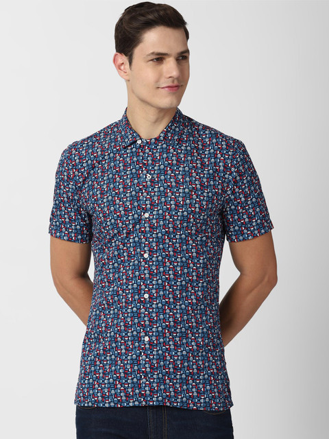 

Peter England Casuals Men Blue Slim Fit Floral Printed Casual Shirt