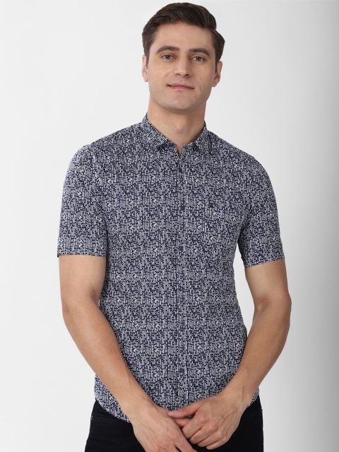 

Peter England Casuals Men Navy Blue Slim Fit Floral Printed Casual Shirt