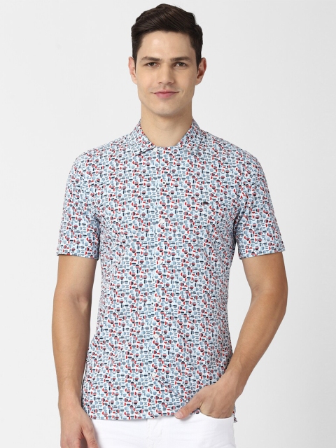 

Peter England Casuals Men Blue Slim Fit Floral Printed Casual Shirt