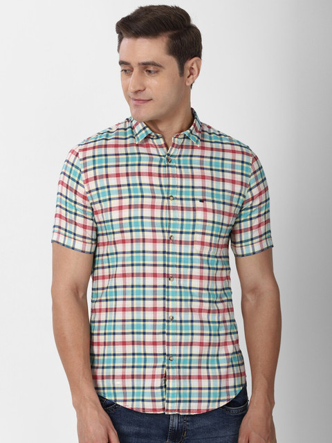 

Peter England Casuals Men Multicoloured Slim Fit Tartan Checks Checked Casual Shirt, Multi