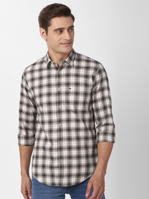 

Peter England Casuals Men Grey Slim Fit Checked Casual Shirt