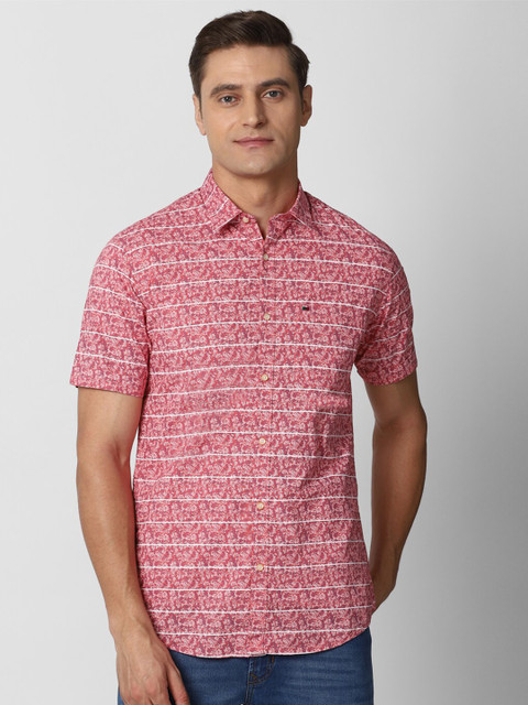

Peter England Casuals Men Pink Slim Fit Floral Printed Casual Shirt