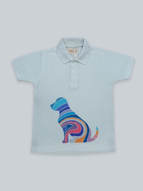 

GOJI Boys Sea Green Polo Collar Applique T-shirt
