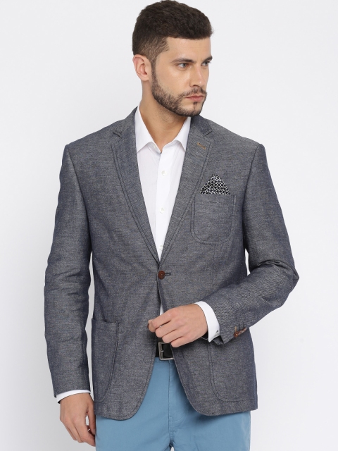 

TAILORMAN Navy Regular Fit Single-Breasted Formal Blazer, Navy blue