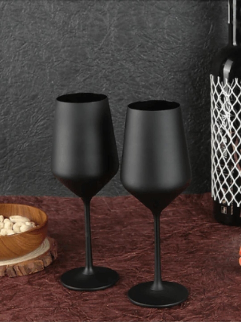 

BAR BOX Set Of 2 Crystal Wine Glass, Black