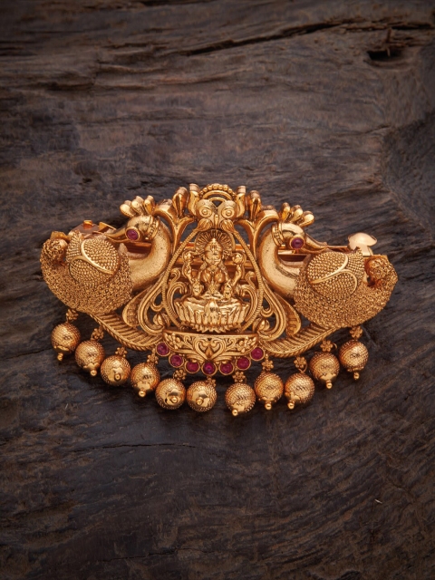 

Kushal's Fashion Jewellery Women Red & Gold-Toned Embellished French Barrette