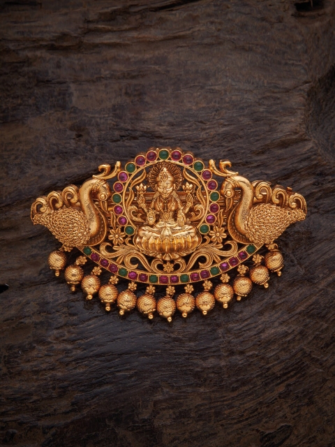 

Kushal's Fashion Jewellery Women Red & Gold-Toned Embellished French Barrette