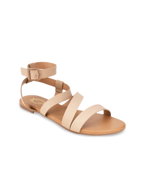 

Shoetopia Women Cream-Coloured Open Toe Flats