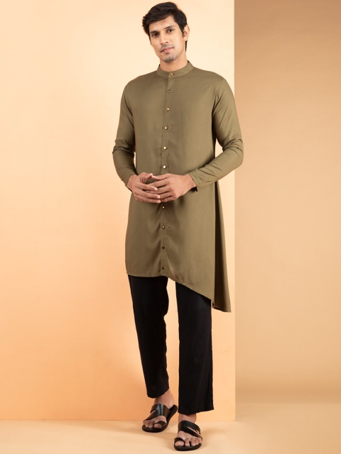 

INDIYUNG Men Green Solid Kurta