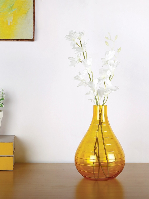 

HomeTown Mustard Striped Glass Vases