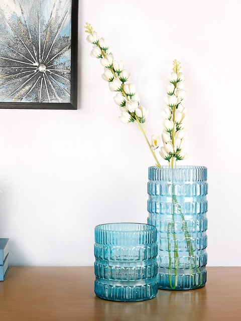 

HomeTown Set Of 2 Sea Green Glass Vases