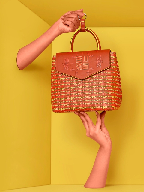 

EUME Women Red Printed Oversized Synthetic Leather Handbag