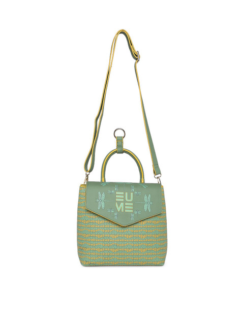

EUME Women Green Textured Synthetic Leather Handbag