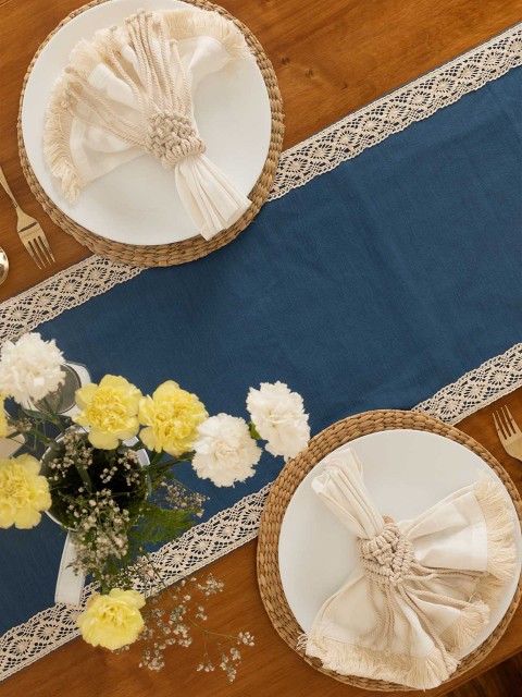 

The Yellow Dwelling Blue Solid Cotton Table Runners