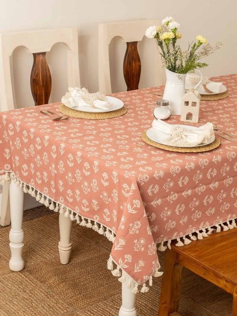 

The Yellow Dwelling Red Dahlia Printed 6 Seater Table Cloth