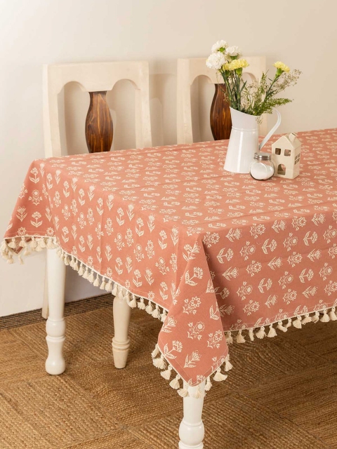 

The Yellow Dwelling Red Dahlia Printed 4 Seater Table Cloth