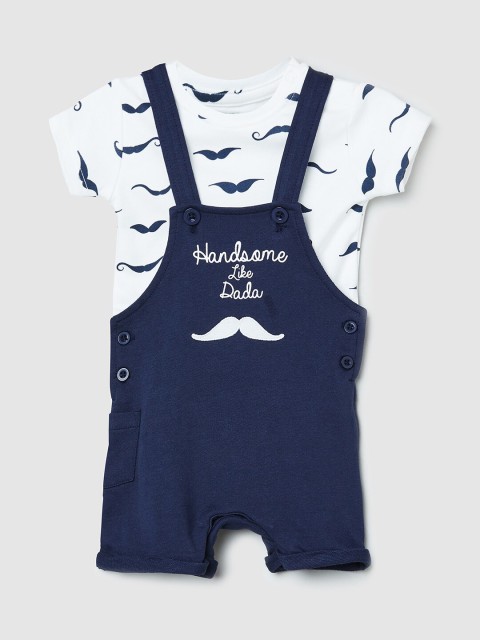 

max Boys Blue & White Dungaree with T-shirt