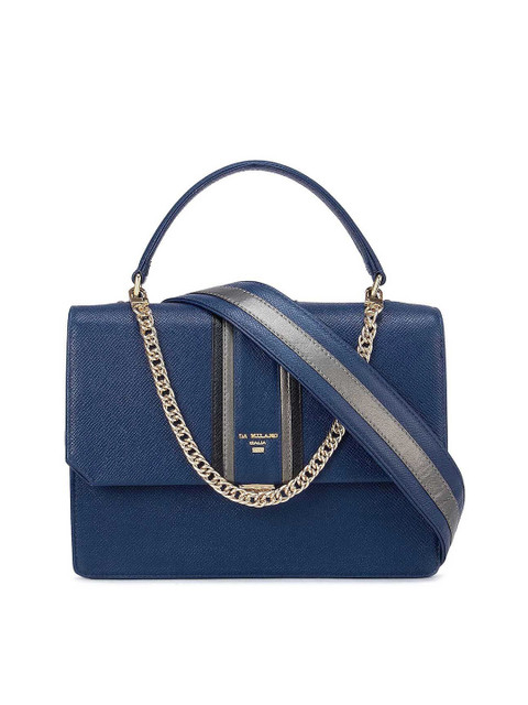 

Da Milano Blue Textured Leather Oversized Structured Satchel