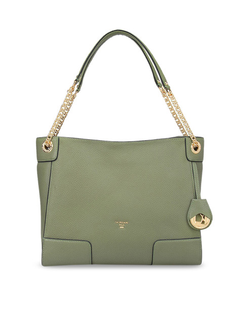 

Da Milano Green Leather Structured Shoulder Bag