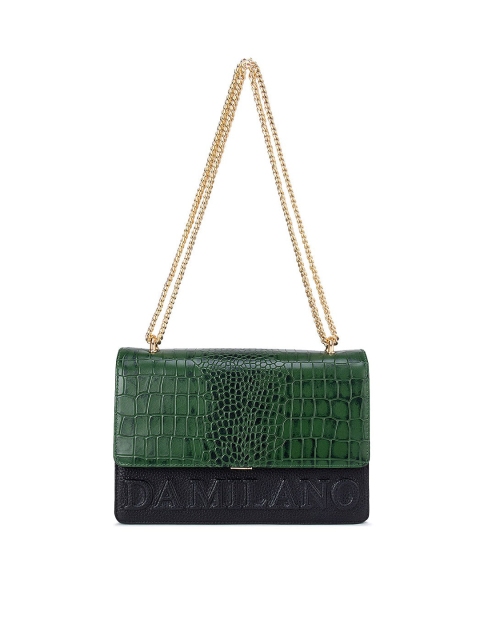 

Da Milano Green Leather Structured Sling Bag