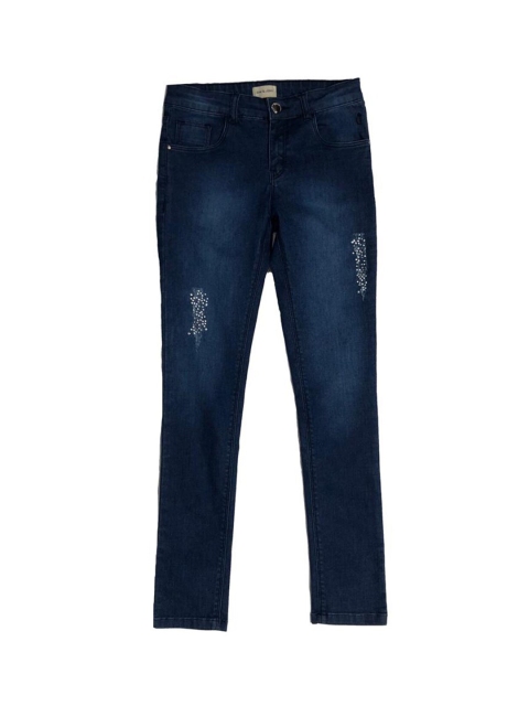 

Gini and Jony Girls Navy Blue Straight Fit Highly Distressed Light Fade Jeans