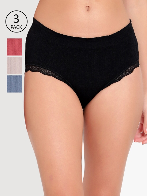 

PARKHA Set of 4 Women Solid Ribbed Briefs, Pink