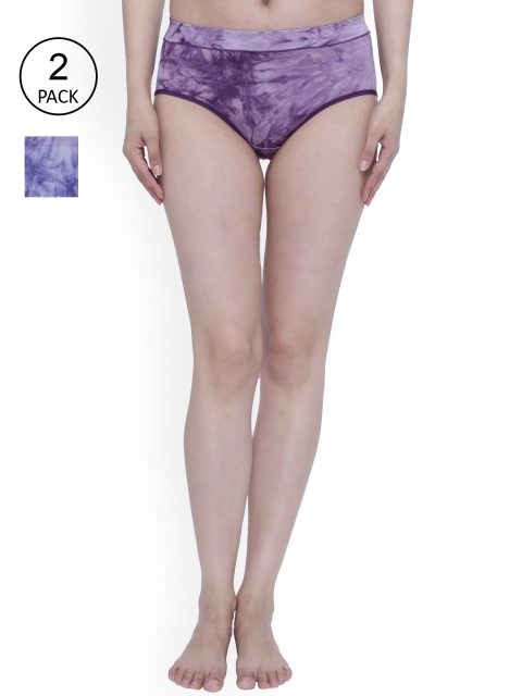 

Anoma Women Pack Of 2 Blue & Purple Tie-Dye Hipster Briefs