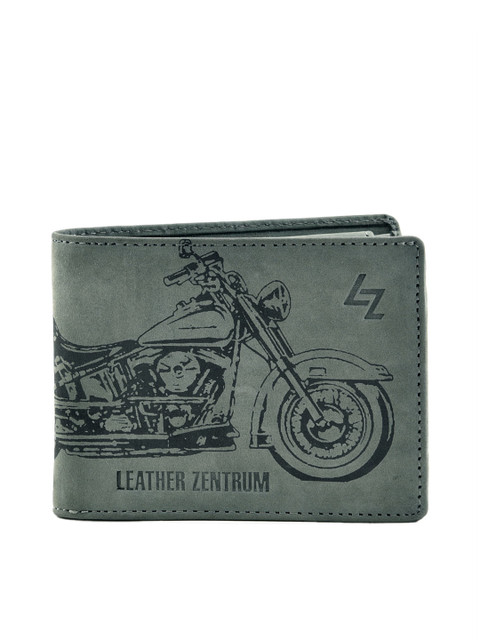 

Leather Zentrum Men Olive Green Leather Printed Two Fold Wallet