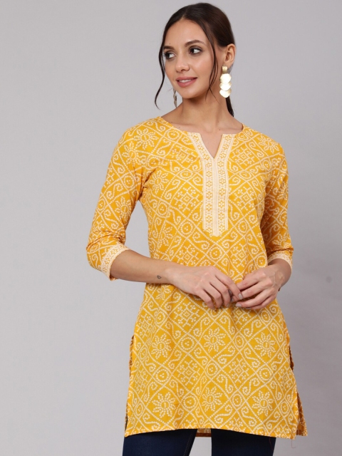 

Nayo Yellow & White Printed Tunic