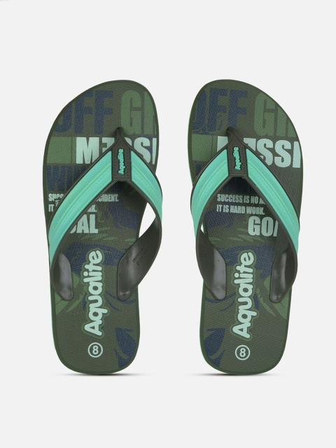 

Aqualite Men Olive Green & Green Printed Rubber Slip-On