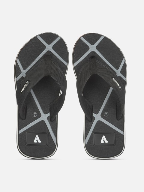 

Aqualite Men Black & Grey Printed Slip-On