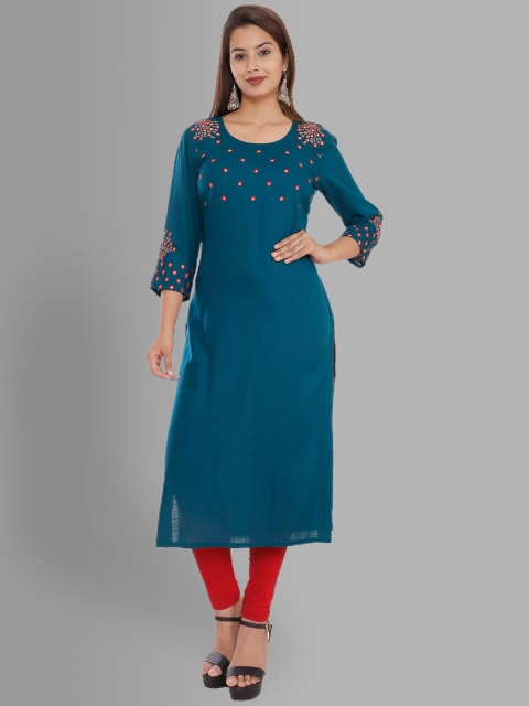 

NITVAN Women Blue Embellished Kurta