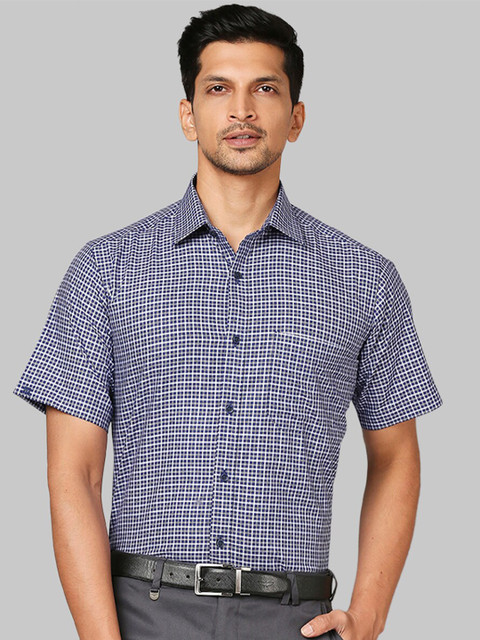 

Raymond Men Blue Checked Cotton Shirts