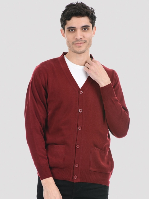 

Cloak & Decker by Monte Carlo Men Maroon Solid V-Neck Cardigan
