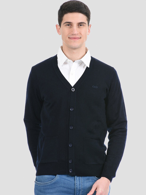

Cloak & Decker by Monte Carlo Men Navy Blue Solid V-Neck Cardigan